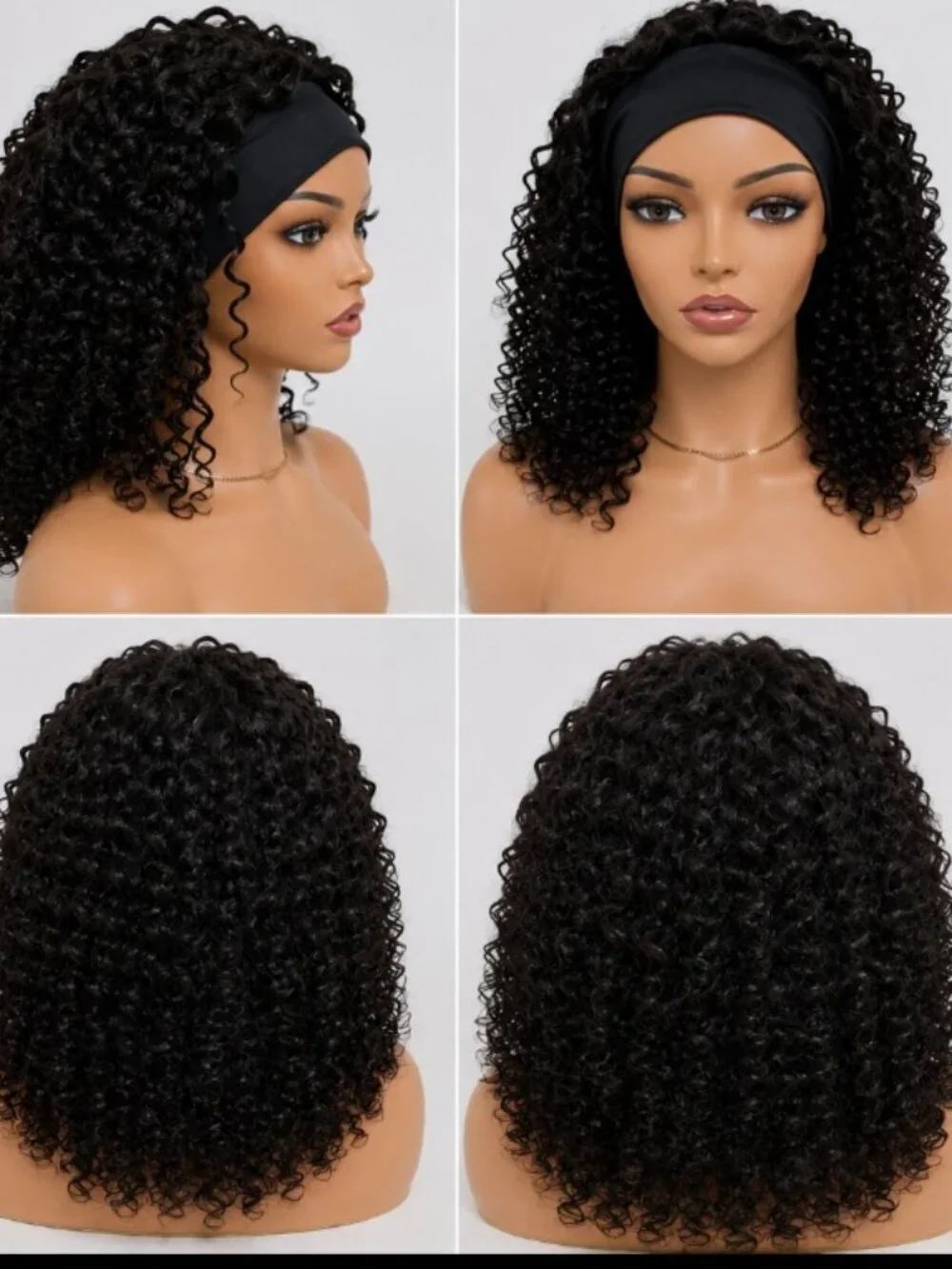 16 inch Headband Jerry Curly Human Hair Wig